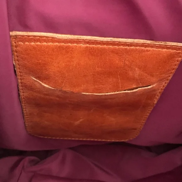 Tano Orange Distressed Glazed Leather Bucket Bag - Picture 5 of 16